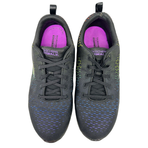 Skechers Go Walk Black with Hyper Pillars Women 9 EUC Comfort Walking No Tie - Picture 1 of 7